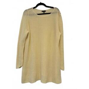 Elileen Fisher yellow loose knit sweater sz XL #1478